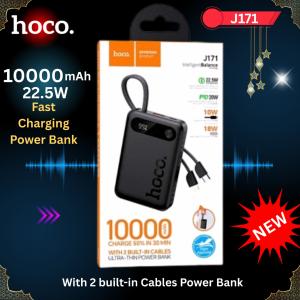 HOCO 10000 mAh 22.5W Fast Charging with 2 Built in Cable Power Bank - J171