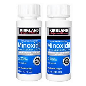 Kirkland Minoxidil 5% Tropical Solution | Hair & Beard Growth Treatment Only for Men | FDA Approved – 2 Bottle