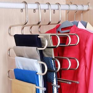 5 Layers Metal Pant Slack Hangers S-Shape Stainless Steel Clothes Hangers Space Saving Hanger Closet Organizer for Pants Jeans Scarf
