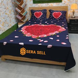 Sera Collection Prime Luxury Cotton Double Size Twill Panel Bedsheet King Size With Two Pillow Cover