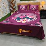 Sera Collection Prime Luxury Cotton Double Size Twill Panel Bedsheet King Size With Two Pillow Cover