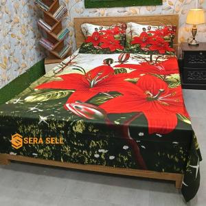 Sera Collection Prime Luxury Cotton Double Size Twill Panel Bedsheet King Size With Two Pillow Cover