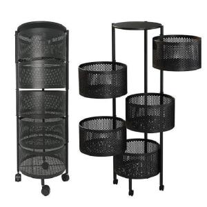5 Layer Round Full Metal Fruit And Vegetable Rack -Black