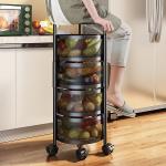 5 Layer Round Full Metal Fruit And Vegetable Rack -Black