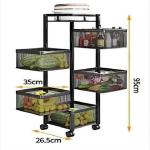 5 Layer Square Full Metal Fruit And Vegetable Rack - Black