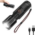 Rechargeable Waterproof Zoom LED Flashlight USB Zambo light With Power Bank