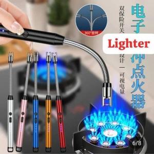 Modern Outdoor Portable Electric Kitchen Gas Lighter/Arc Lighter USB Rechargeable Long Lighter Windproof Candle Lighter Outdoor Plasma Flexible Neck (Multicolor)