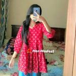 Lal Joba Fuler Kurti Round Shape By Her Modest