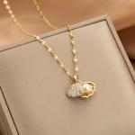 Pearl Shell Pendant 18k Gold Plated Necklace-412