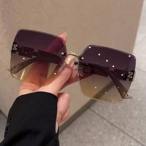 New Frameless Two-color Gradient Premium Women's Sunglasses Fashion Trend Douyin