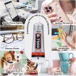 B-7000 Glue Clear for Rhinestone Crafts, Jewelry and Bead Adhesive B7000 Semi Fluid High Viscosity Glues for Clothes Shoes Fabric Cell Phones Screen Repair Metal Stone Nail Art Glass
