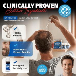 Kirkland Signature Minoxidil 5% Extra Strength Topical Solution – 6 Month Supply (Hair Regrowth Treatment)