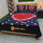 Sera Collection Prime Luxury Cotton Double Size Twill Panel Bedsheet King Size With Two Pillow Cover