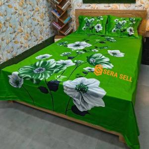 Sera Collection Prime Luxury Cotton Double Size Twill Panel Bedsheet King Size With Two Pillow Cover