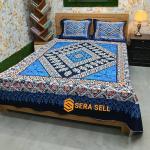 Sera Collection Prime Luxury Cotton Double Size Twill Panel Bedsheet King Size With Two Pillow Cover