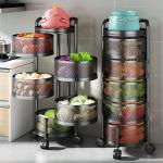 5 Layer Round Full Metal Fruit And Vegetable Rack -Black