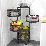 5 Layer Round Full Metal Fruit And Vegetable Rack -Black