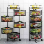 5 Layer Square Full Metal Fruit And Vegetable Rack - Black