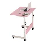 Height Adjustable Movable Laptop Desk With Storage Shelf Lazy Sofa Corner Lift Computer Desk Table 2 Layers - Pink