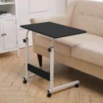 Height Adjustable Movable Laptop Desk With Storage Shelf Lazy Sofa Corner Lift Computer Desk Table 2 Layers - Black