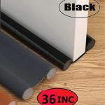 Washable and Reusable Sponge Door Draft Bottom Sealing Strip - Insects and Dust Stopper 93CM Long 1.5 inches - Black