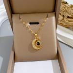Moonstone Crescent 18k Gold Plated Necklace-411