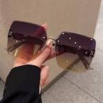 New Frameless Two-color Gradient Premium Women's Sunglasses Fashion Trend Douyin